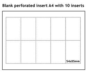 Feuille A4 perforée avec 10 inserts pour pochettes en plastique